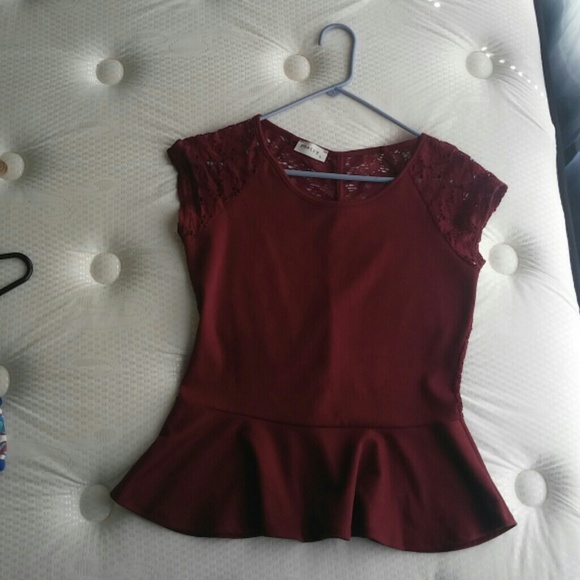 Burgundy Peplum Top