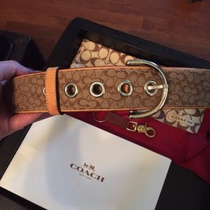 Leather and cloth Coach belt