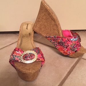 Paisley wedge heels.