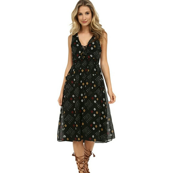 Free People "Wildflowers" Black Sleeveless Dress