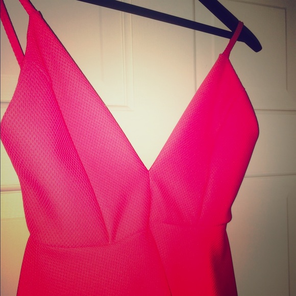Low cut fuchsia cocktail dress