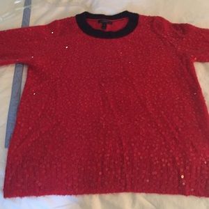 Sequin red and navy sweater