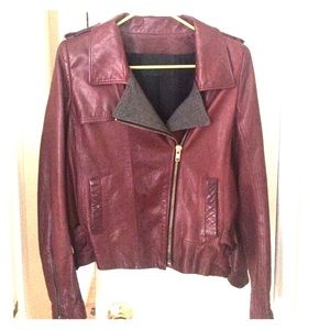 A.L.C. Maroon Real Leather Moto Jacket