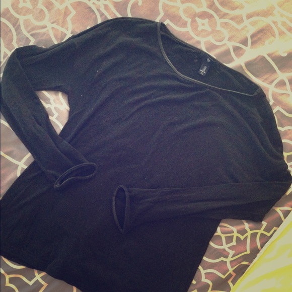 Black long-sleeve, leather detailing. - Picture 1 of 3