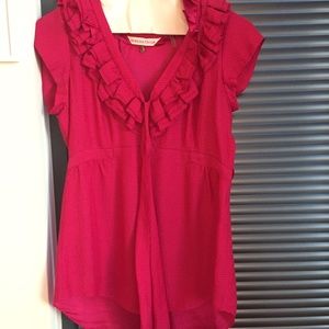 Rebecca Taylor Scoop Neck Ruffle Top