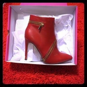 Shoedazzel Cherry red heel booties