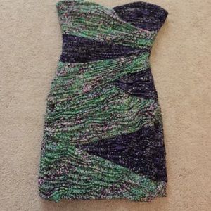Multi color strapless sweetheart cocktail dress