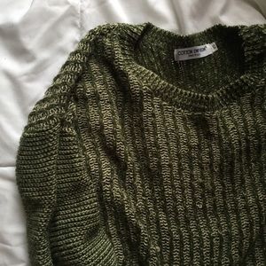 Olive cropped slouchy sweater