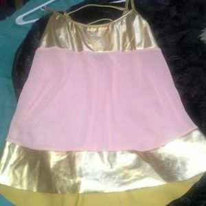 Gold Lame' and pink chiffon blouse