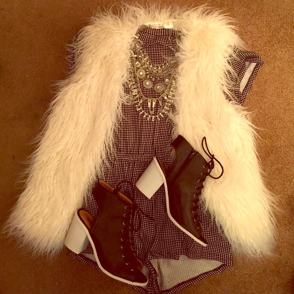 Qupid Leatherette Lace Up Peep Toe Bootie