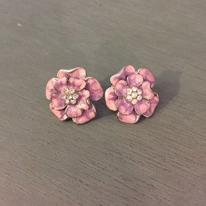 Purple flower stud earrings