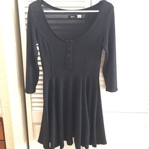 Black 3/4 sleeve low cut dress