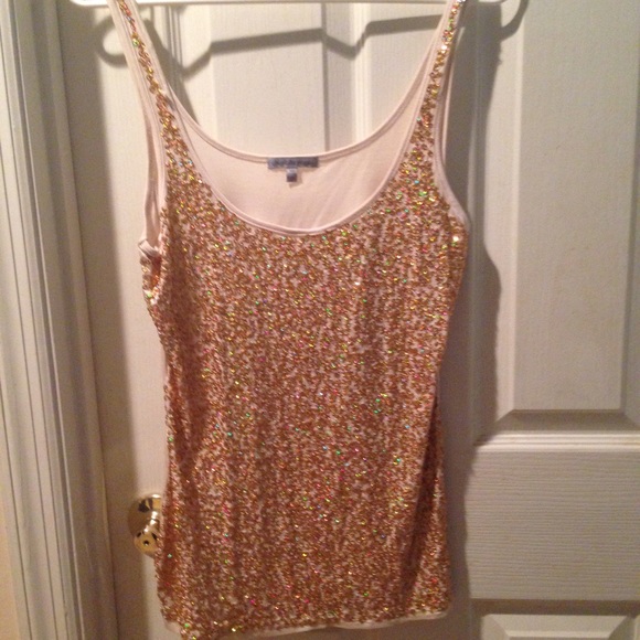Cream sequin tank top