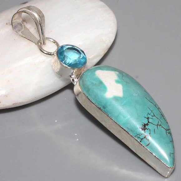 Turquoise /925 Silver Overlay Pendant 2.5"