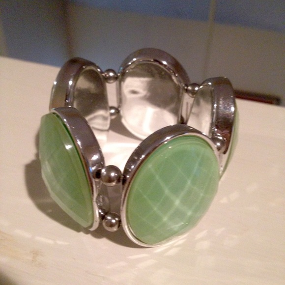 2 stretchy bracelets, sea foam color and lavender