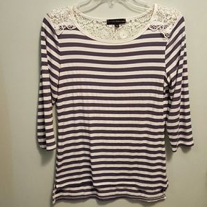 Lace back striped shirt