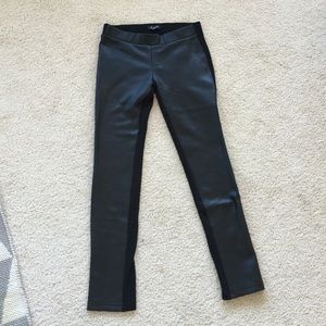 Faux leather front leggings