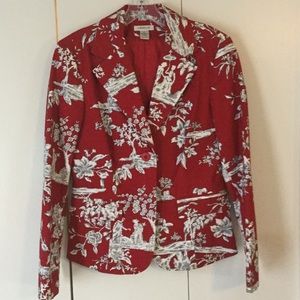 Red print blazer