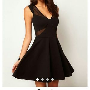 ASOS Black skater dress with mesh
