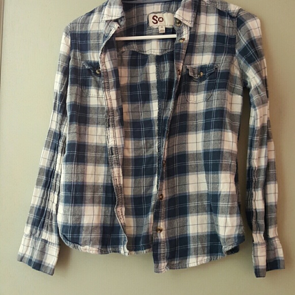 SO Tops - Blue and gray plaid flannel