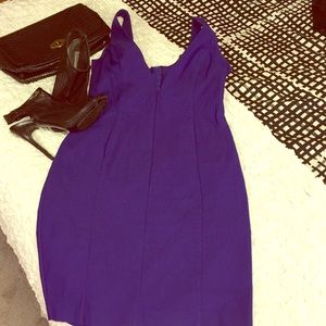 Royal blue body con dress deep V-neck