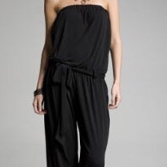 Express black strapless wide-leg jumpsuit XS