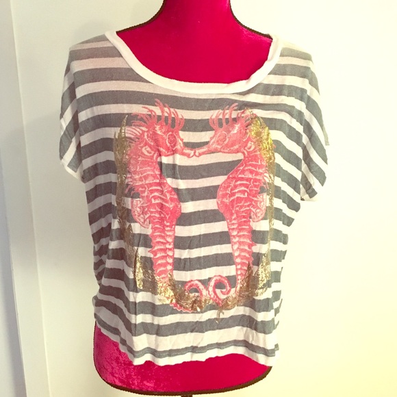 Stylish nautical seahorse top