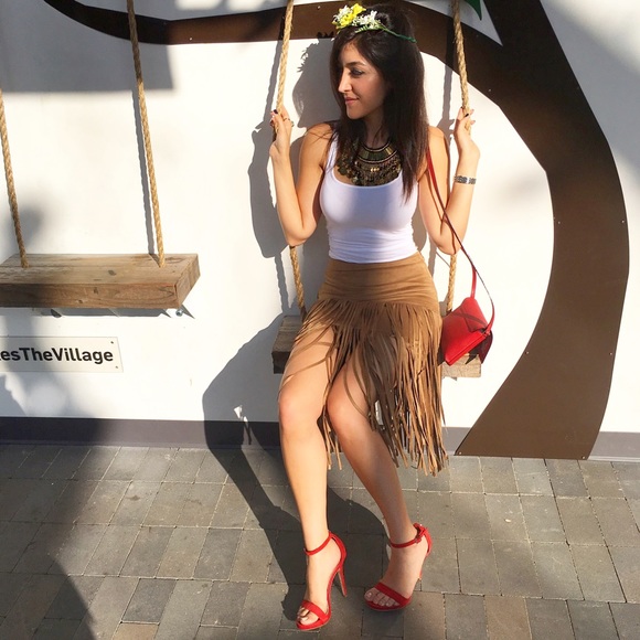 Suede Fringe Skirt - Picture 2 of 4