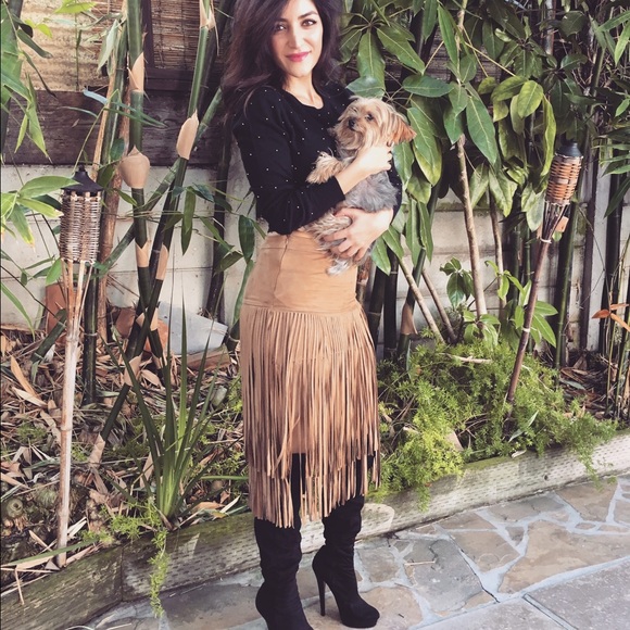 Suede Fringe Skirt - Picture 3 of 4