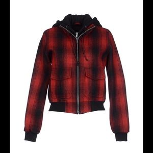 R13 Plaid Wool Hooded Bomber Jacket NWT