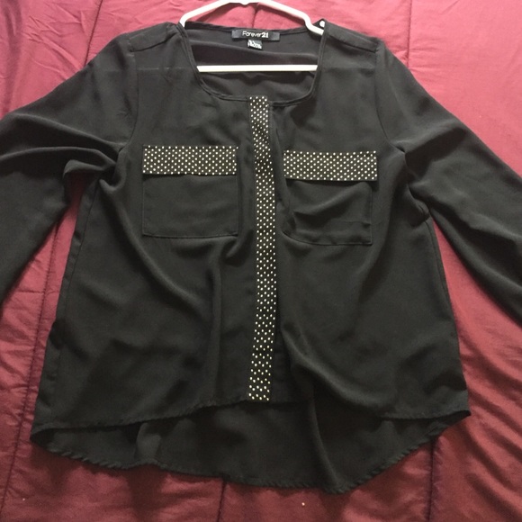 Black sheer long sleeve blouse
