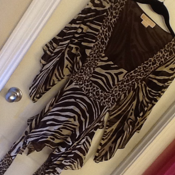 Michael Kors 100% Silk animal print blouse