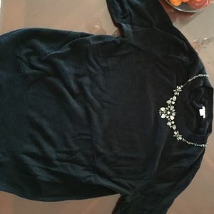 Jcrew factory black jeweled collared sweater