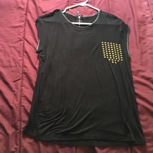 Black cotton top with gold studs