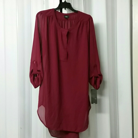 Burgundy sheer shirt