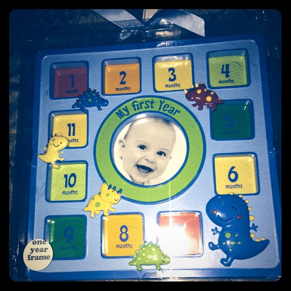 First year blue baby picture frame