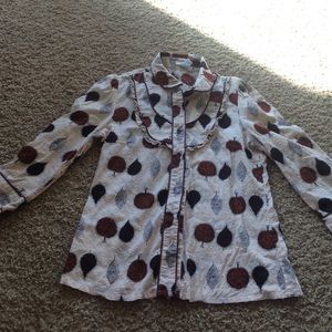Tan button down with brown tree design