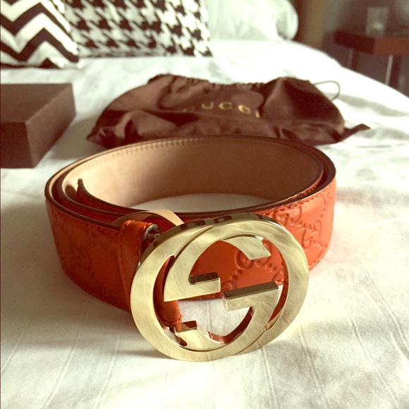 Gucci Orange Guccissima Leather Belt Sz90/36