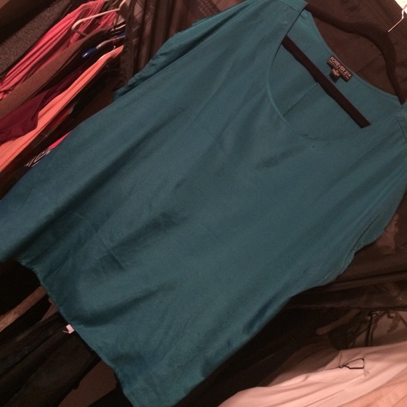 Teal silk like shirt