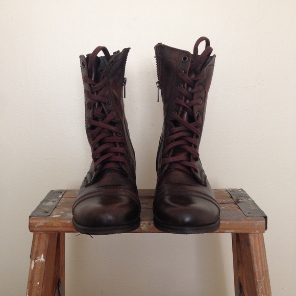 New Steve Madden Troopa Brown Lace-up Boots, 7.5