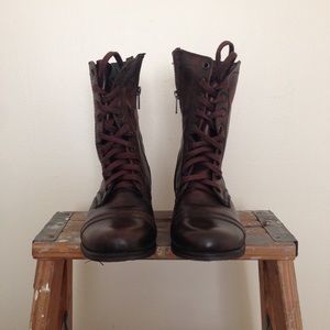 New Steve Madden Troopa Brown Lace-up Boots, 7.5