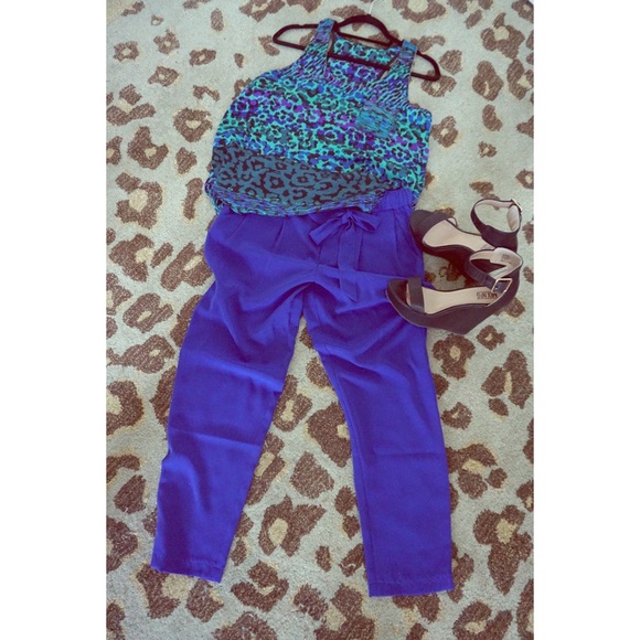 Royal Blue Slouchy Dress Pants - Picture 1 of 2