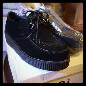 Black faux suede Creepers