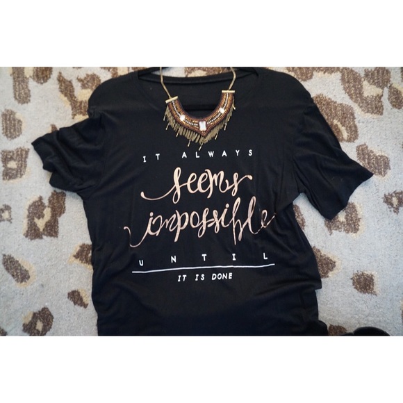 Black Graphic Tee with Metallic Lettering - Picture 2 of 2