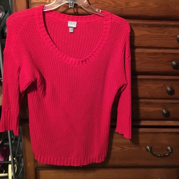 Red knit sweater.