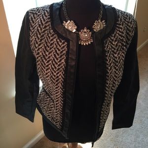 Leather, and tweed jacket