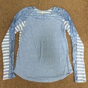 Lacey blue long sleeve top