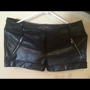 Black pleather shorts