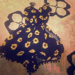 Black and yellow sunflower romper