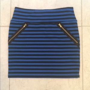 Blue and black striped skirt